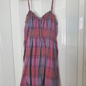 Lucky Brand Pink and Purple Plaid Midi Dress